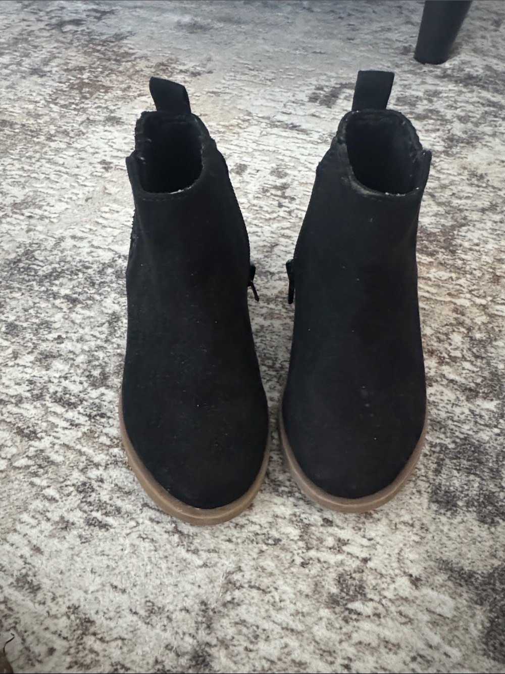 wonder nation Black Suede Ankle Booties with Brown Sole